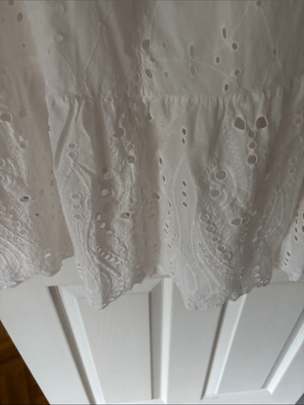 6. Adiva Eyelet White Tiered A-Line Skirt - Picture 2 of 13
